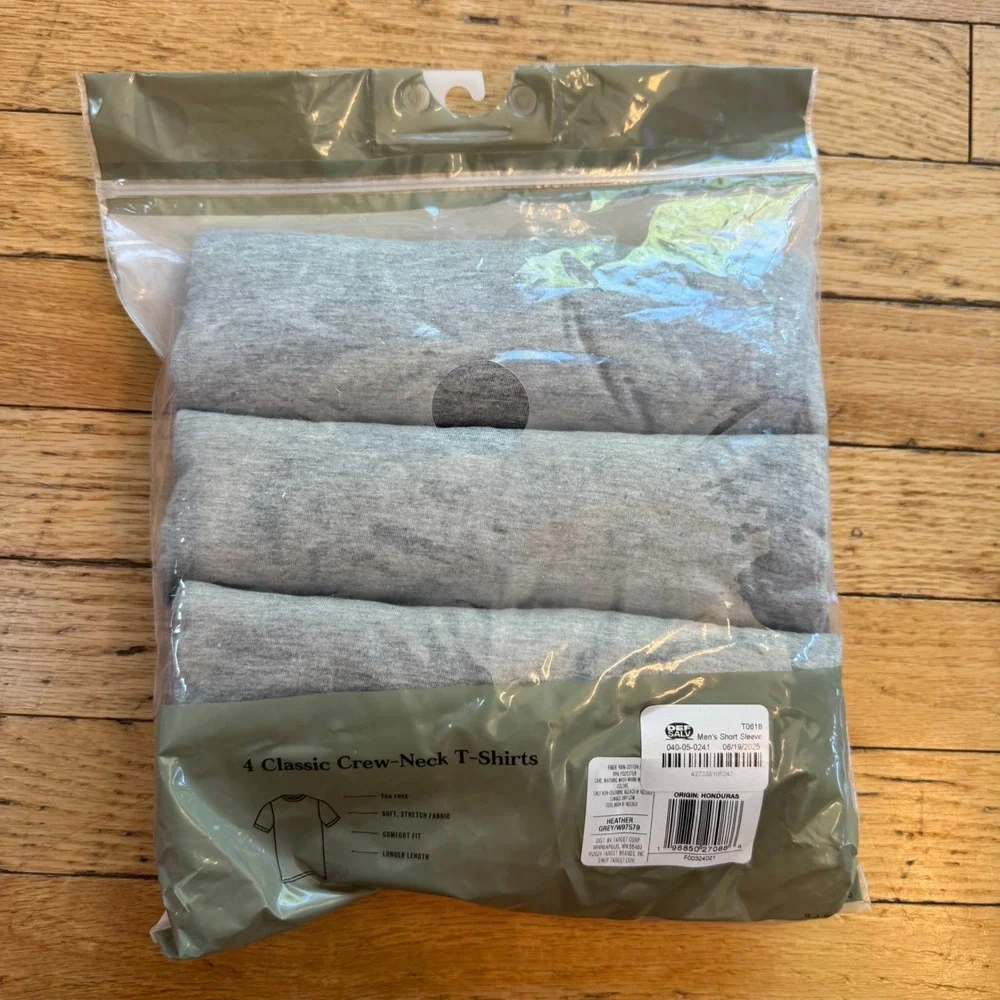 Goodfellow & Co Men 3 Pack Classic Crew Neck T-Shirts Heather Grey Small S 34/36